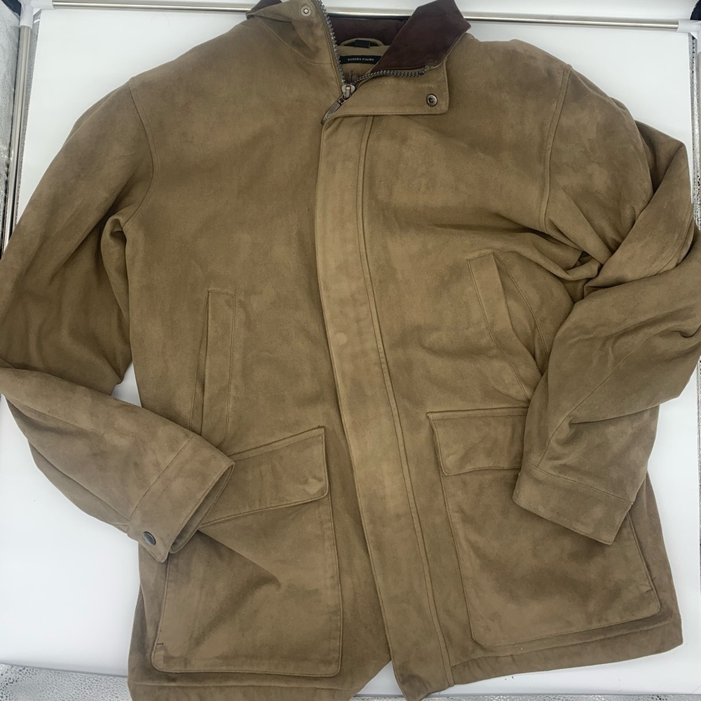 LIZ Claiborne Jacket L Women’s Brown Micro Suede Jacket, Quilted Lining